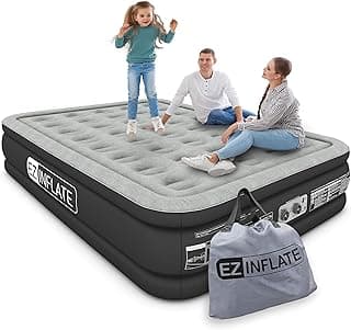 King Size EZ INFLATE Air Mattress with Integrated Pump - Ideal for Camping & Travel